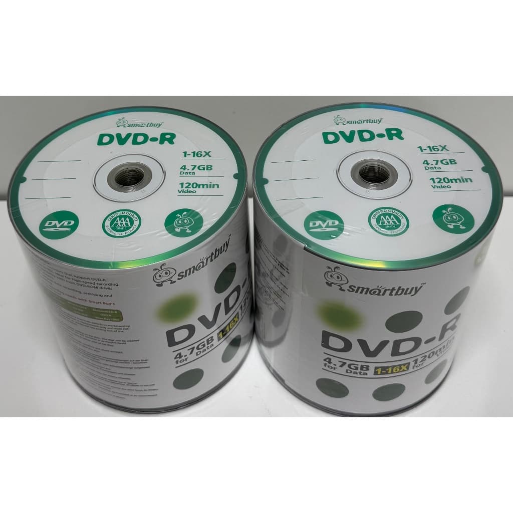 200 MIDIAS DVD SMART-BUY COM LOGO VERDE 4.7 GB DE 120 MINUTOS.