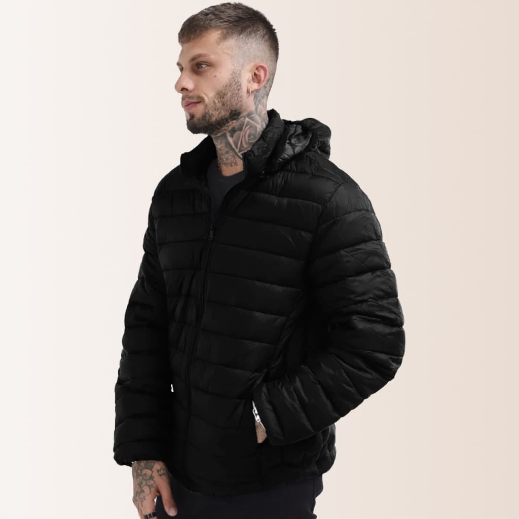 Jaqueta Bobojaco Puffer Casaco Poliamida Nylon Inverno Frio Masculina Forrado Bolso