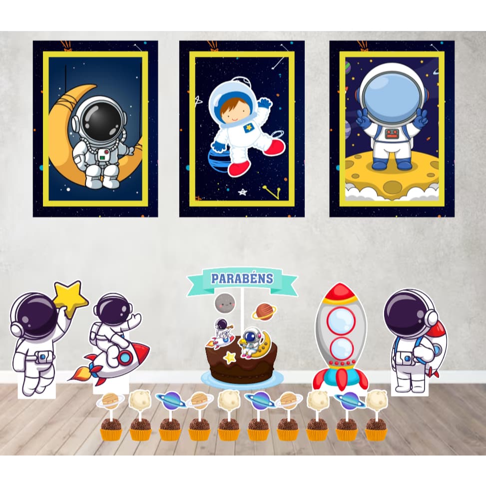 Kit Só um Bolinho - ASTRONAUTA - Kit Festa em casa  - Aniversário, Mêsversário