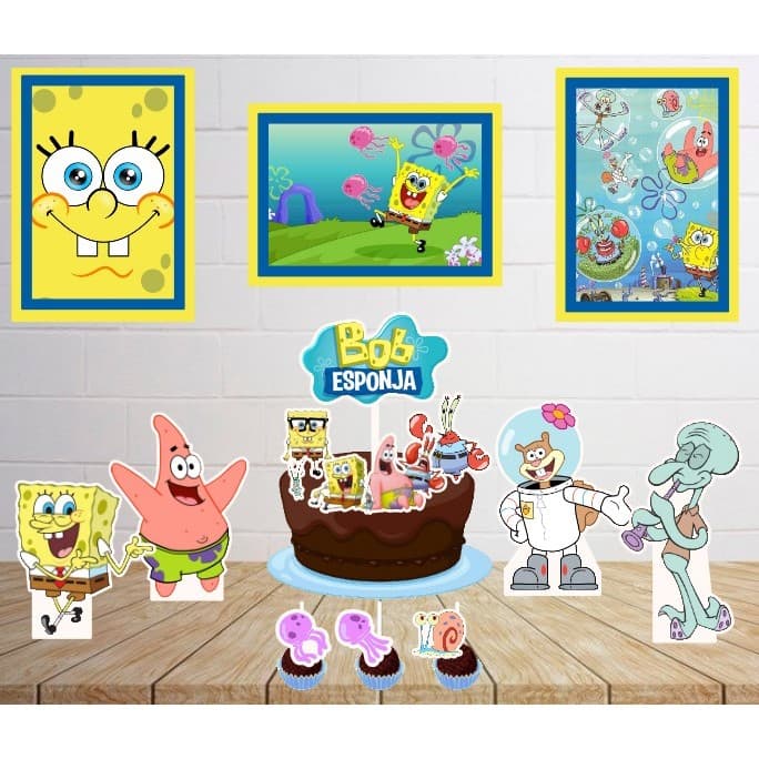 Kit Só um Bolinho -BOB ESPONJA- Kit Festa em casa  - Aniversário, Mêsversário