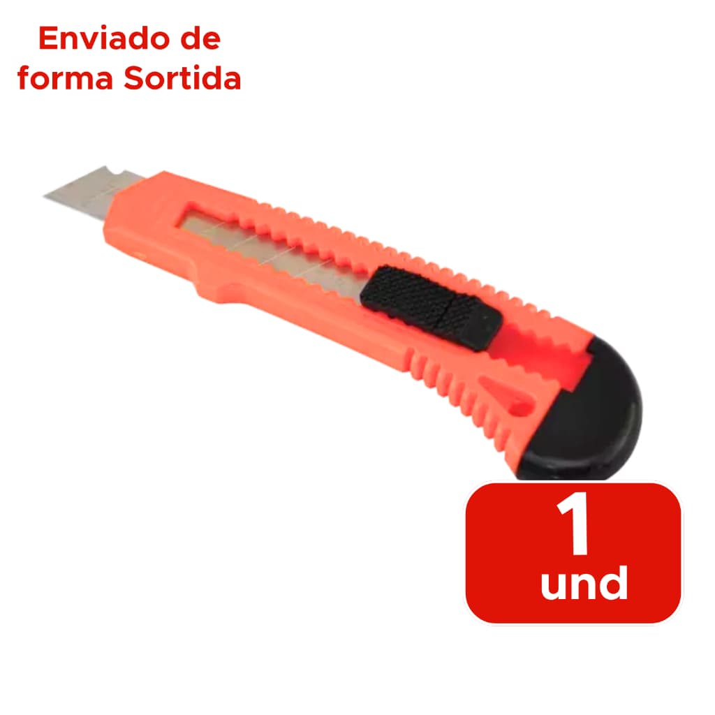 Estilete Grande 18mm Largo Lâmina Retrátil em Plástico Durável Para Artesanato