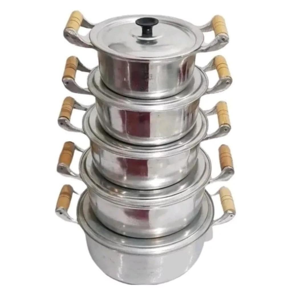 Jogo de Panela 5Pcs da 16 a 24 Alumínio Batido Fundido com Tampa