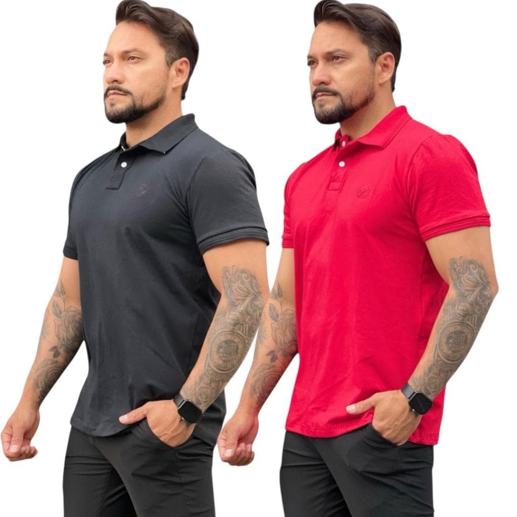 Kit 2 Polo Masculina Malha Peruana Estilo Casual Premium