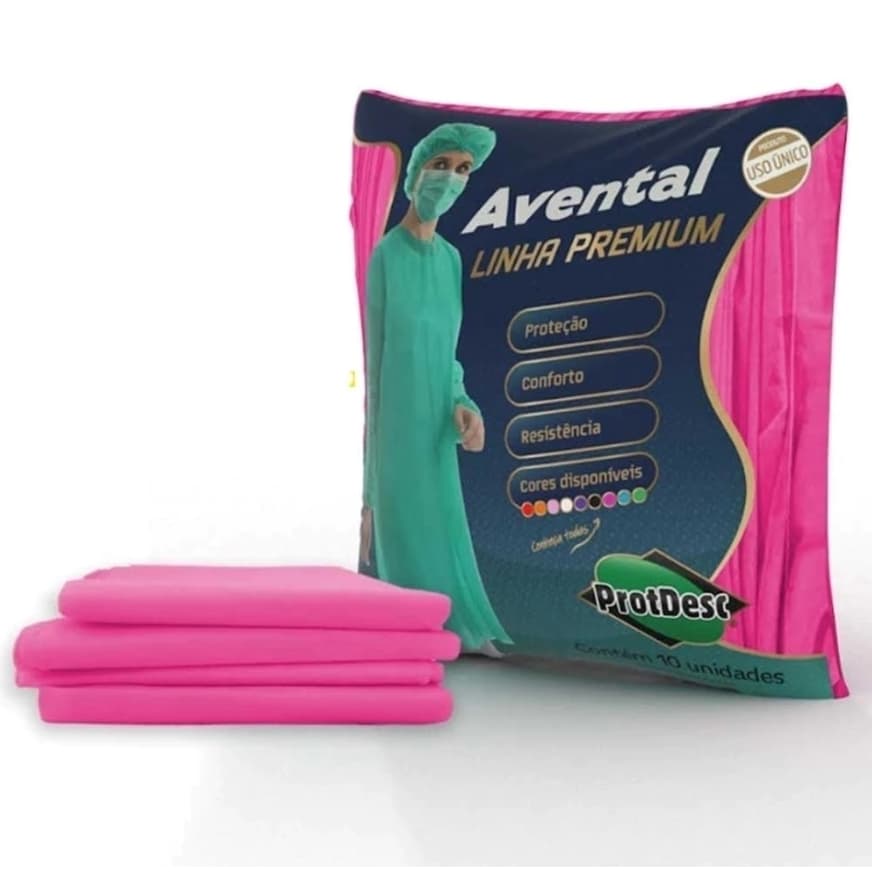 Kit 10 Aventais Manga Longa + 100 Toucas Rosa ou Preto | Protdesc