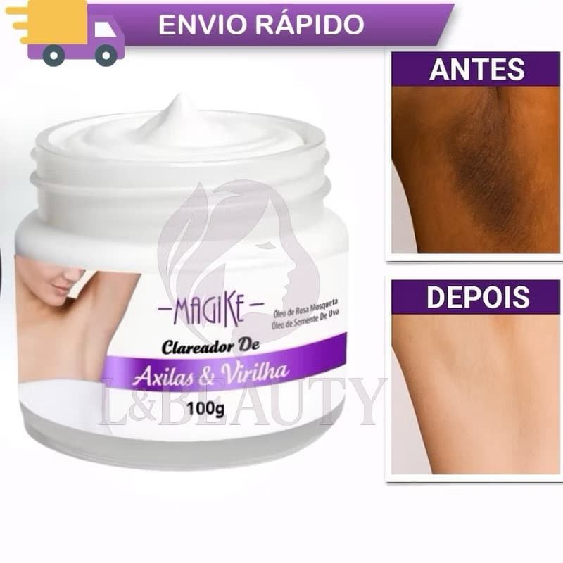 Clareador de Axilas e Virilha 100g Magike com Rosa Mosqueta Hidratação e Uniformização da Pele