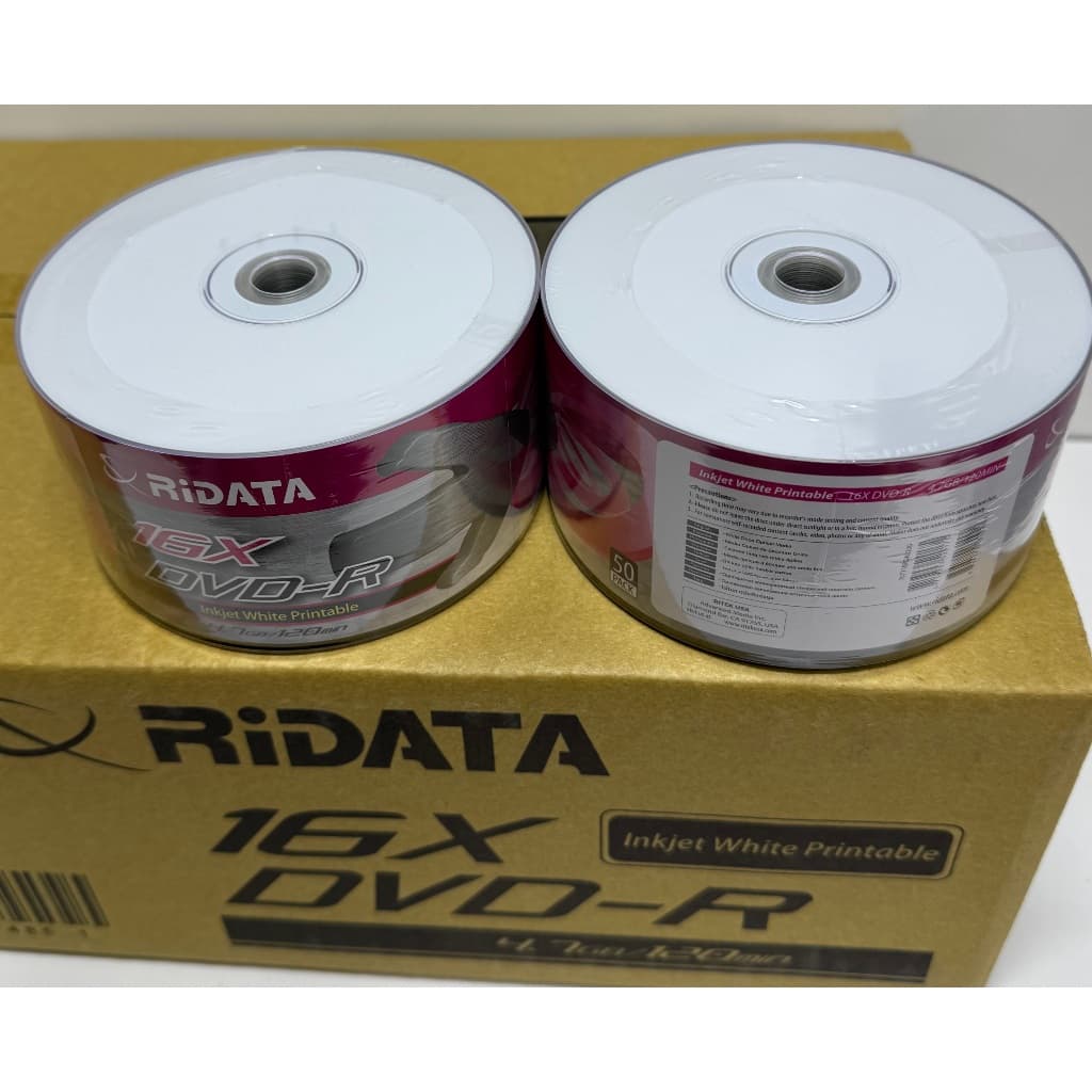 DVD-R RIDATA PRINTABLE  4.7GB DE 120 MINUTOS.100 MIDIAS.