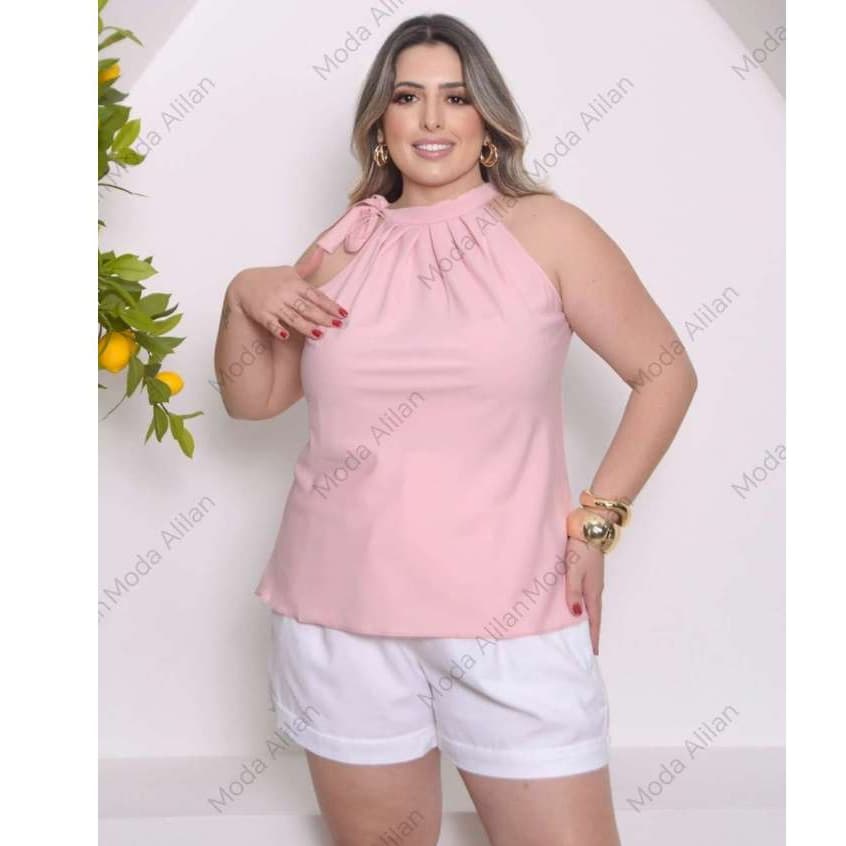 Blusa Regata Feminina Gola Alta Coleção Social Plus Size R11