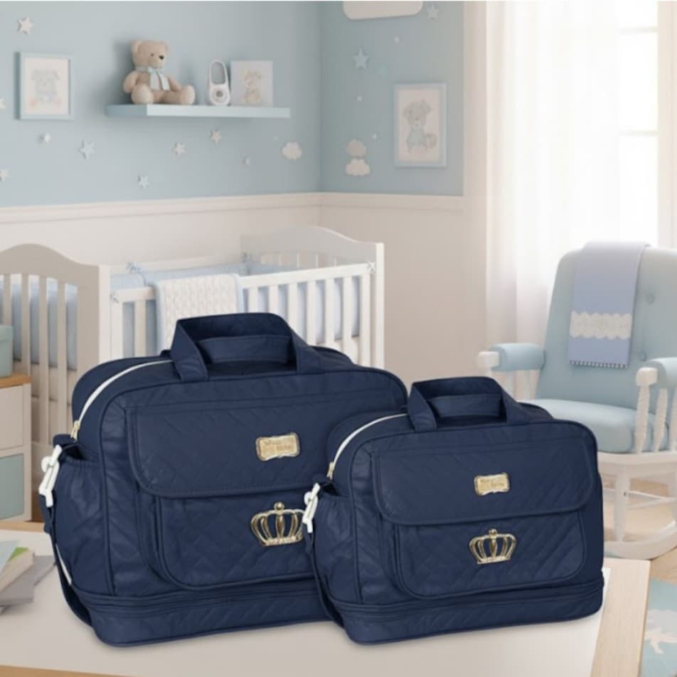 Conjunto Mala Maternidade Bebê Grande e Pequena Kit Djon 2 Bolsas Para Fraldas e Saída Maternidade