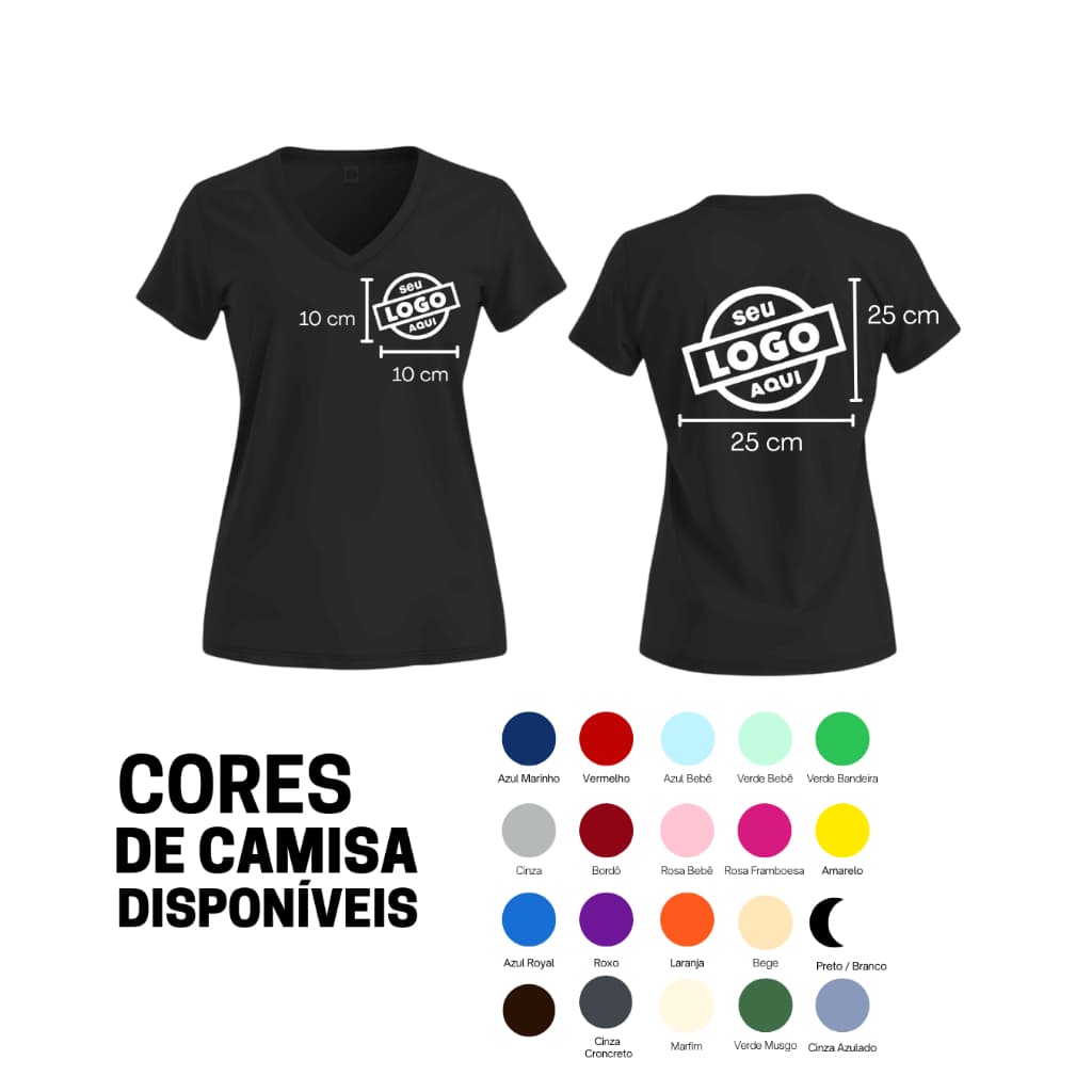 Camiseta Feminina Personalizada Com Sua Logo Uniforme 100% Algodão Premium