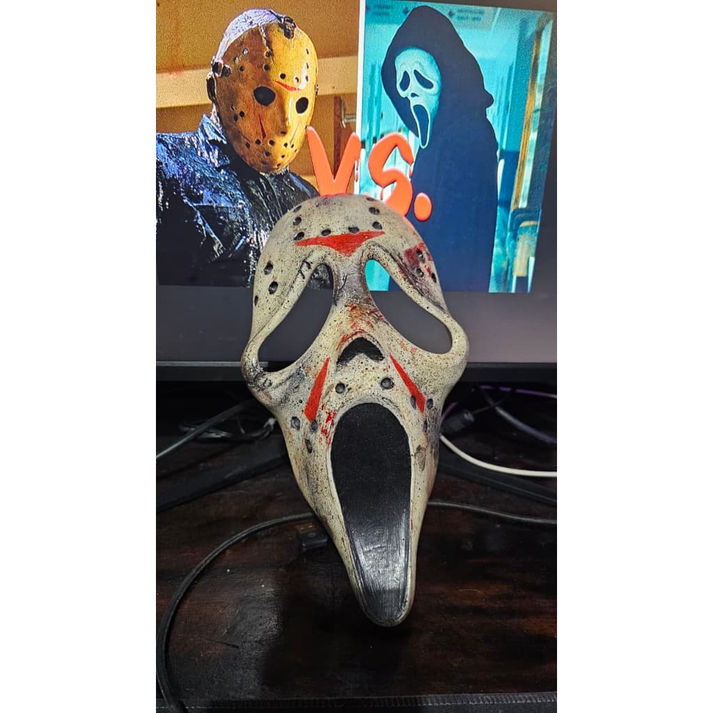 Máscara Ghostface com Pintura Jason – Personalizada e Pintada à Mão | Decoração ou Fantasia Halloween