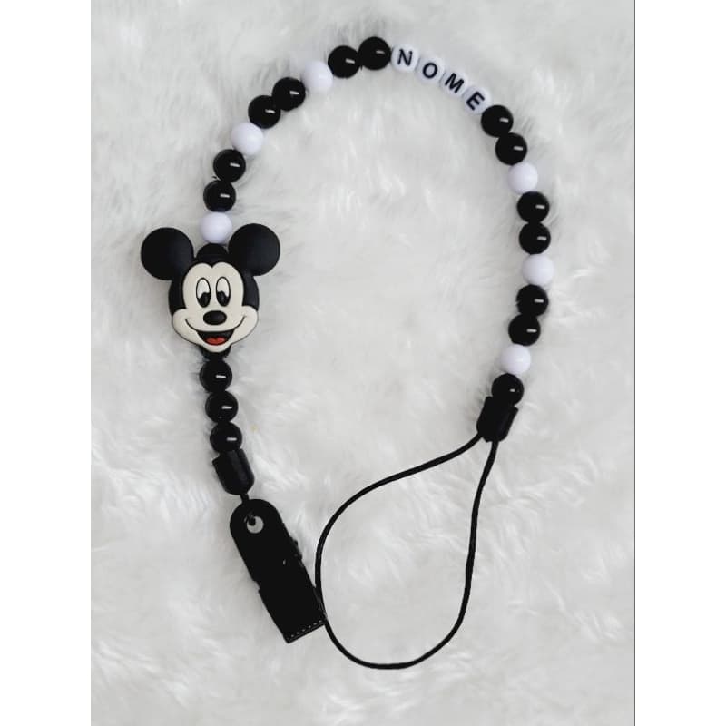 Prendedor de chupeta mickey personalizado com o nome do bebê
