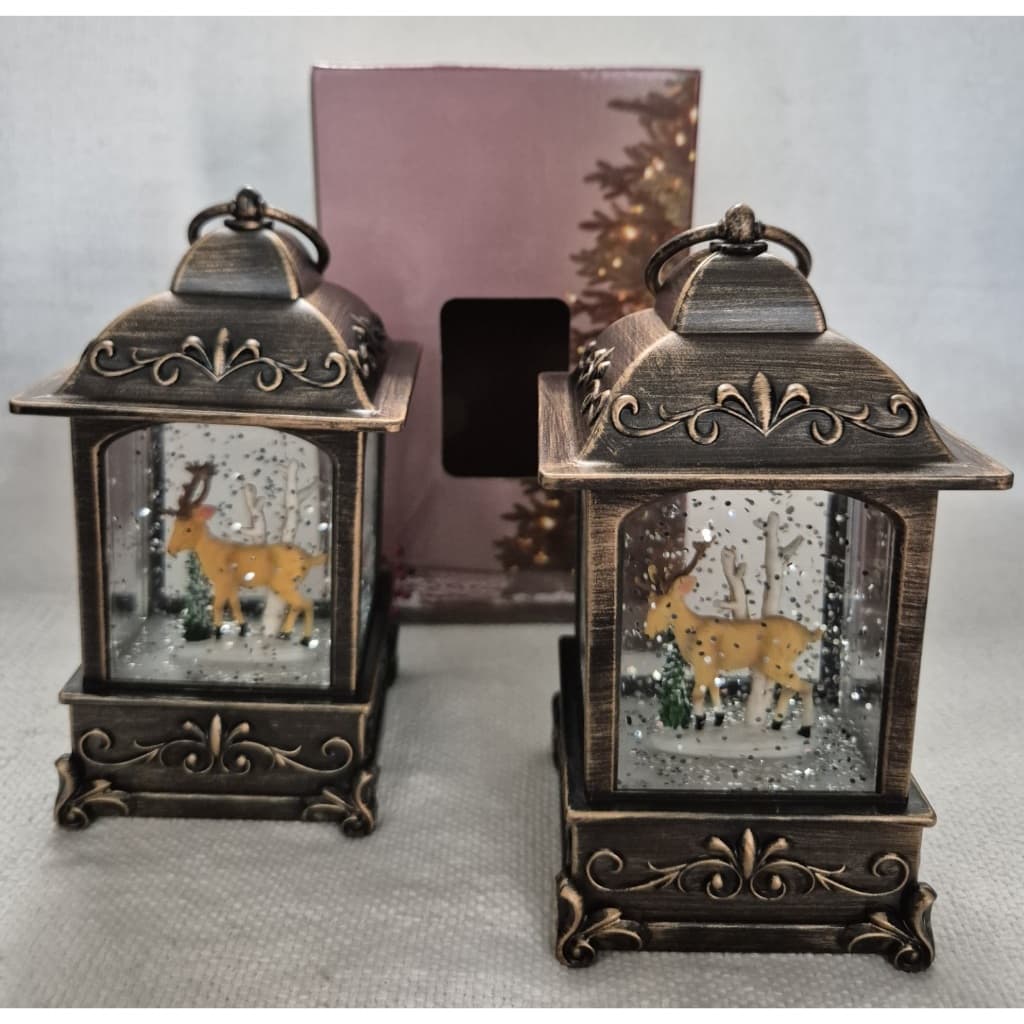 LANTERNA NATALINA LED 13CM - OURO VELHO