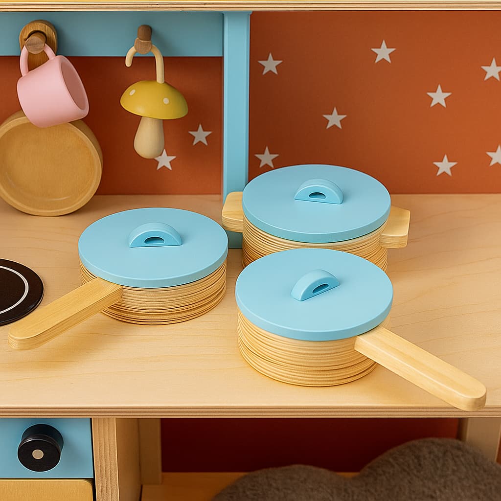 Panelinhas Mini Cozinha Infantil de Madeira Brinquedos Educativos