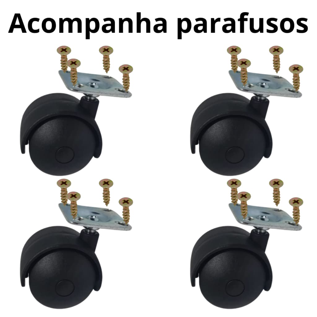 KIT 4 RODINHAS RODÍZIOS PARA MÓVEIS FRUTEIRA COMODAS