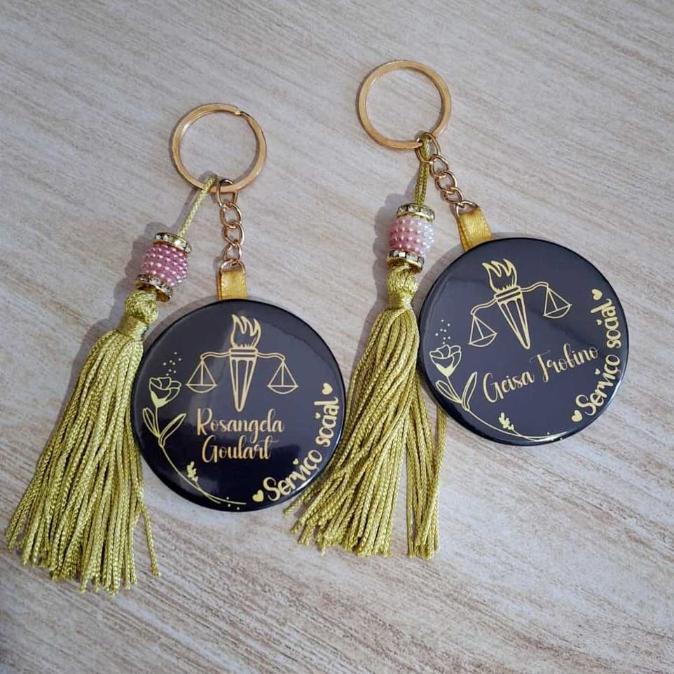Chaveiro com Espelho  e Tassel e Pingente