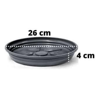 Kit 05 Pratos Plástico Redondo para Vasos Plantas 26 cm - Preto - Jardinagem