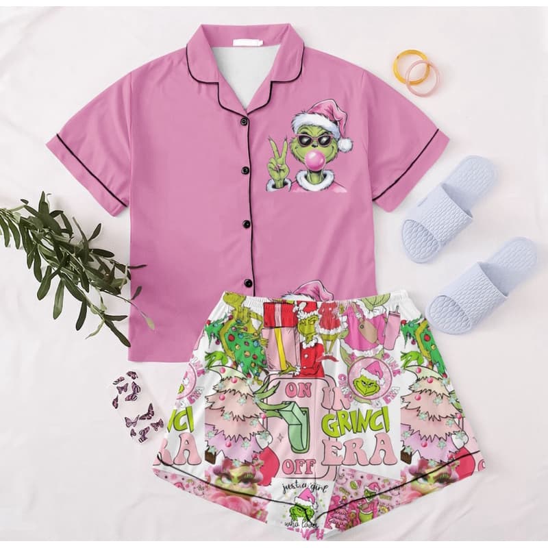 pijama infantil juvenil adulto americano Natal grinch personalizado roupa de dormir conjunto feminino