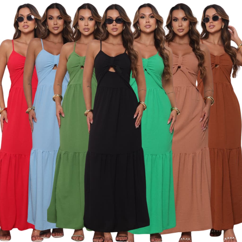 Vestido Longo Feminino Estiloso com Fenda Soltinho