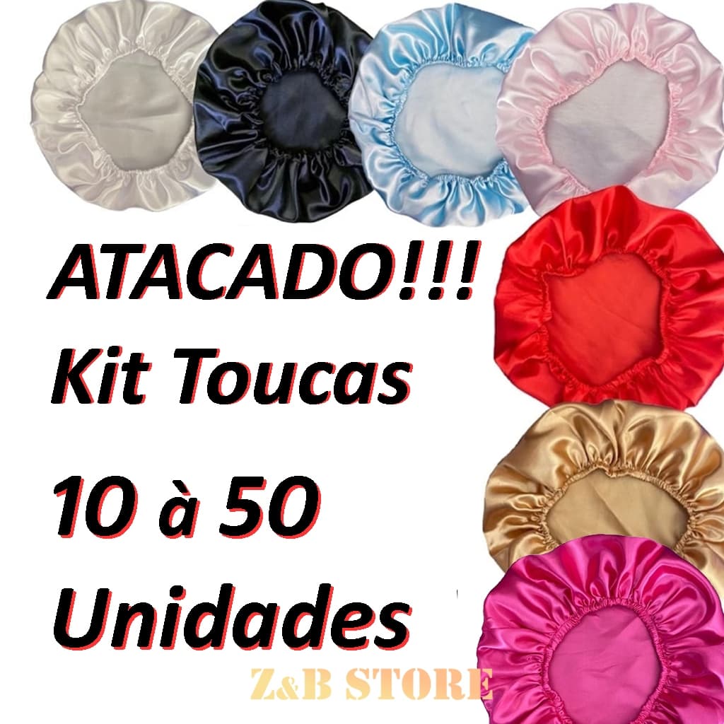 Touca de Cetim Antifrizz kit 10 a 50 UNIDADES - Tira Embaraço - ATACADO - Diversas Cores