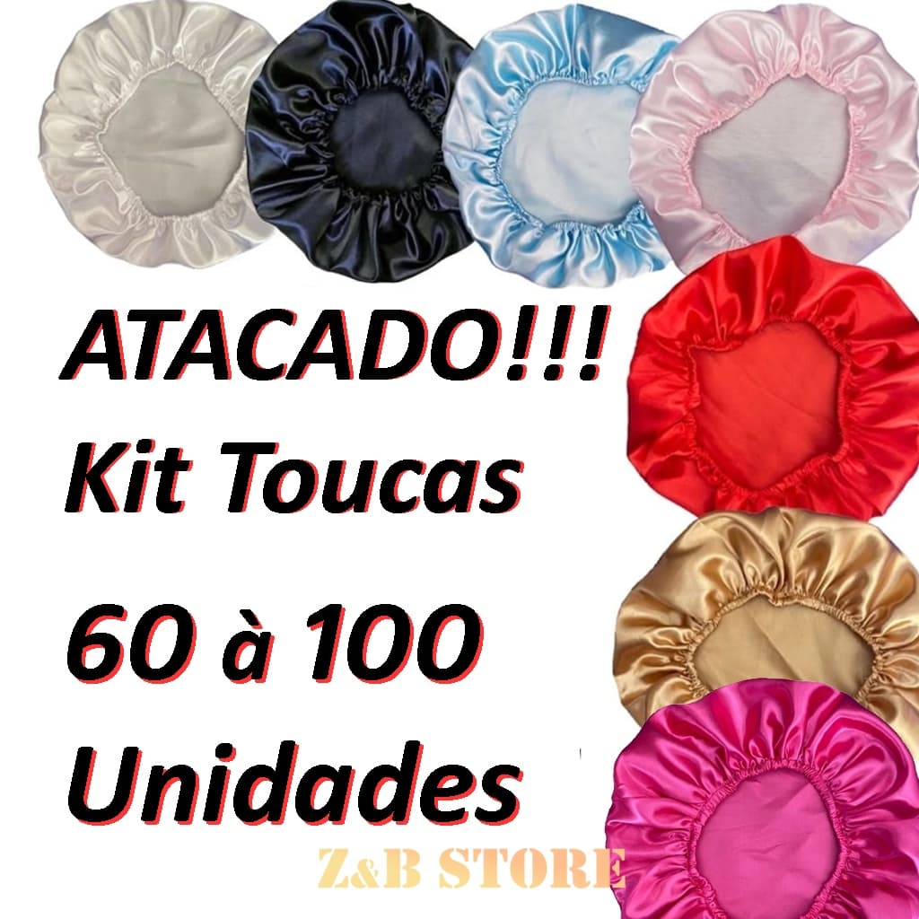 Touca de Cetim Antifrizz kit 60 a 100 UNIDADES - Tira Embaraço - ATACADO - Diversas Cores