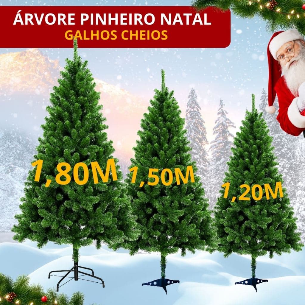 Árvore Natal 180 150 120 cm Pinheiro Canadense Cheia Luxo Verde Premium Decoração Natalina