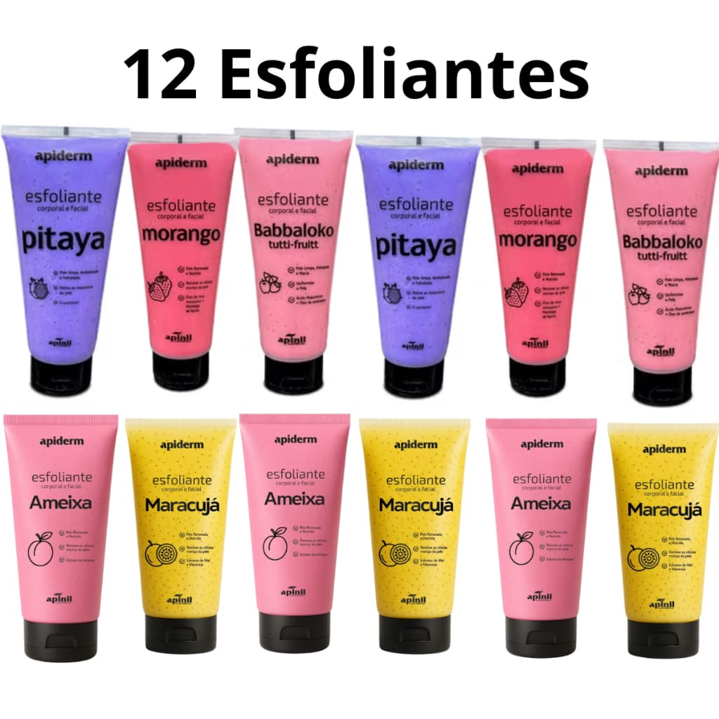 Kit 12 Esfoliante Corporal e Facial 180g Apinil