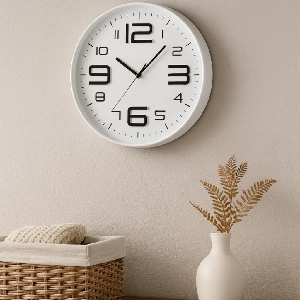 Relógio De Parede Decorativo Grande 30cm White Moderno Silencioso Robusto Igreja Casas Sala Promoção
