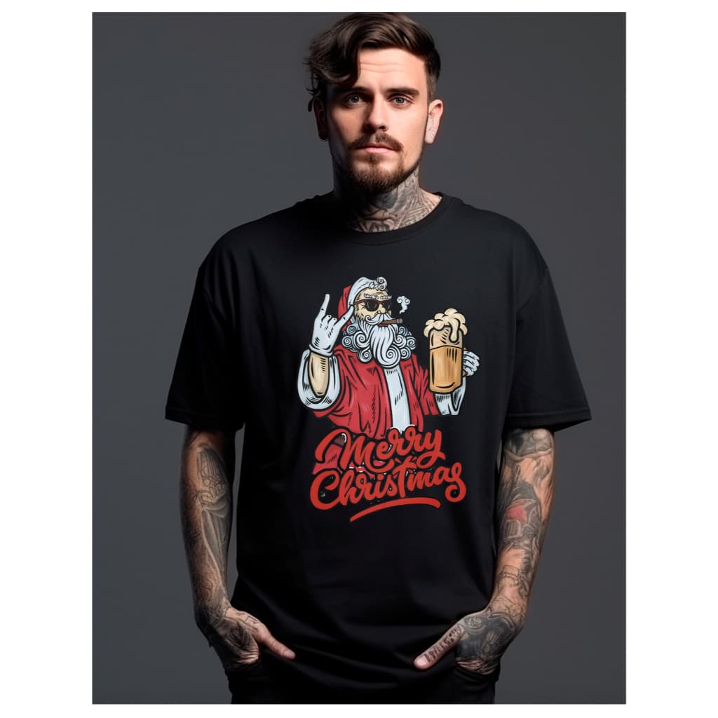 camiseta blusa masculina natal papai noel diferente estampa engraçada merry cristmas