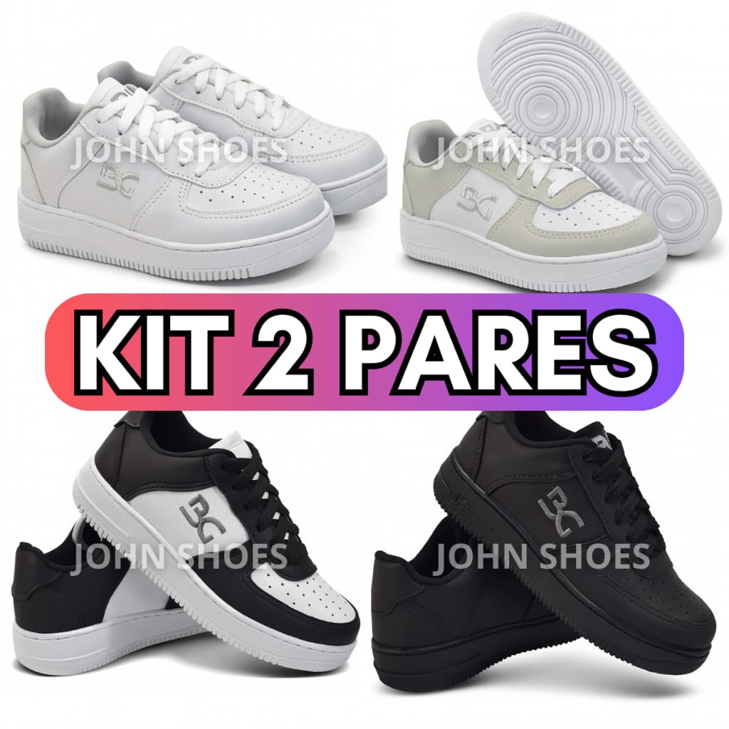 Kit Tenis Infantil Menino Menina Juvenil Casual Macio e Confortável Tênis Juvenil 27 a 39
