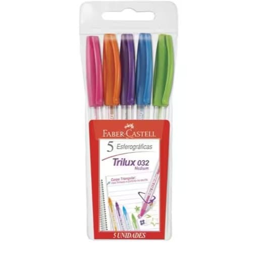 Caneta Esferográfica Trilux Colors 1.0mm 5 Cores Faber-Castell BT 5 UN