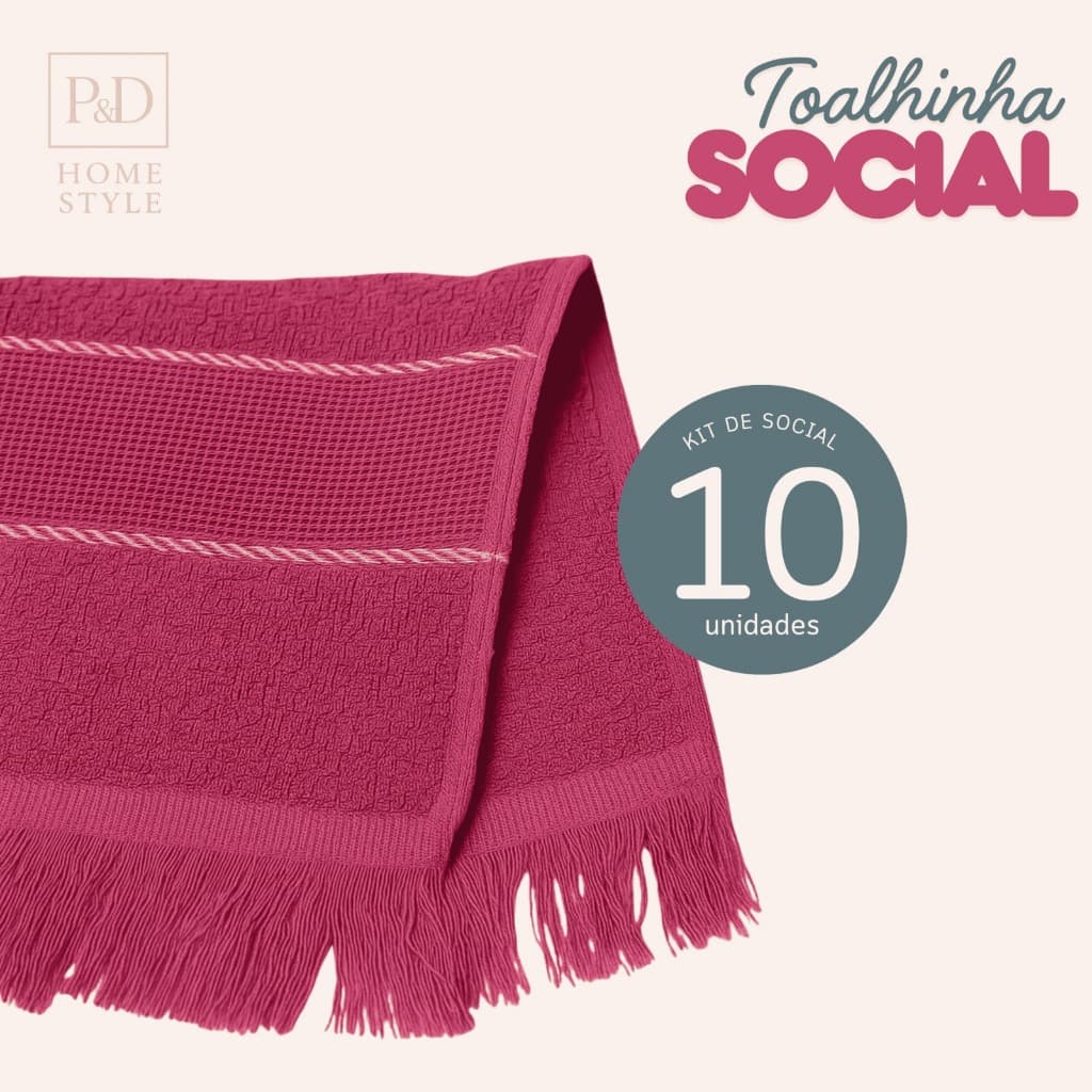 KIT COM 10 UNIDADES DE TOALHA DE MÃO SOCIAL ATACADO 20x30CM - ALGODÃO - PARA BRINDE