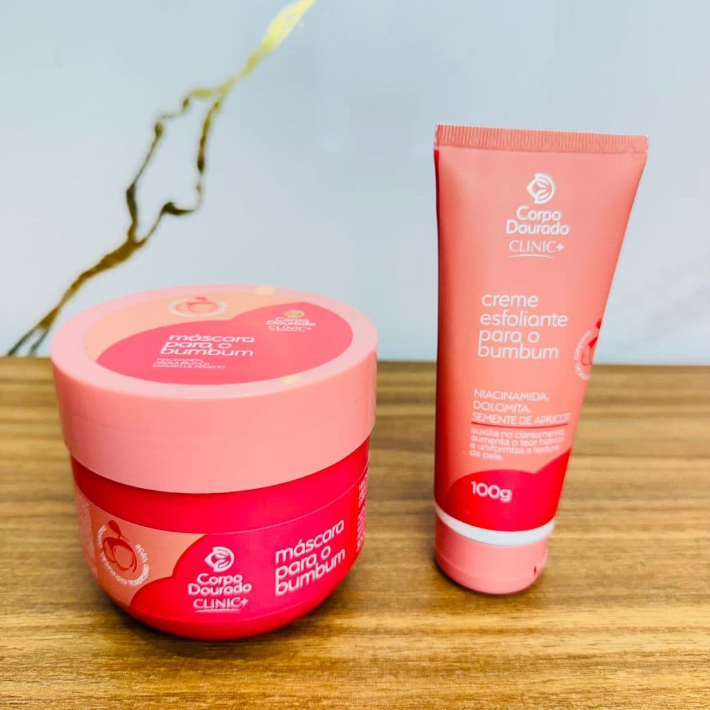 Tratamento Bumbum Perfeito Corpo Dourado Clinic – Esfoliante, Máscara, Clareador e Firmador com Niacinamida