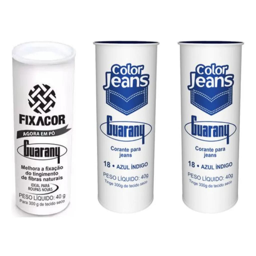 Kit 2 Corante Color Jeans Azul Indigo + Fixacor Guarany 40g