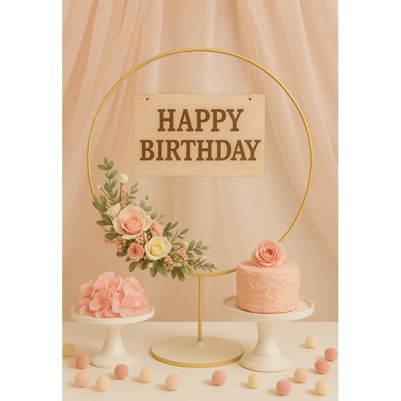 Mini Arco Redondo Dourado Decorativo – Estrutura para Festa, Mesa e Enfeite de Aniversário