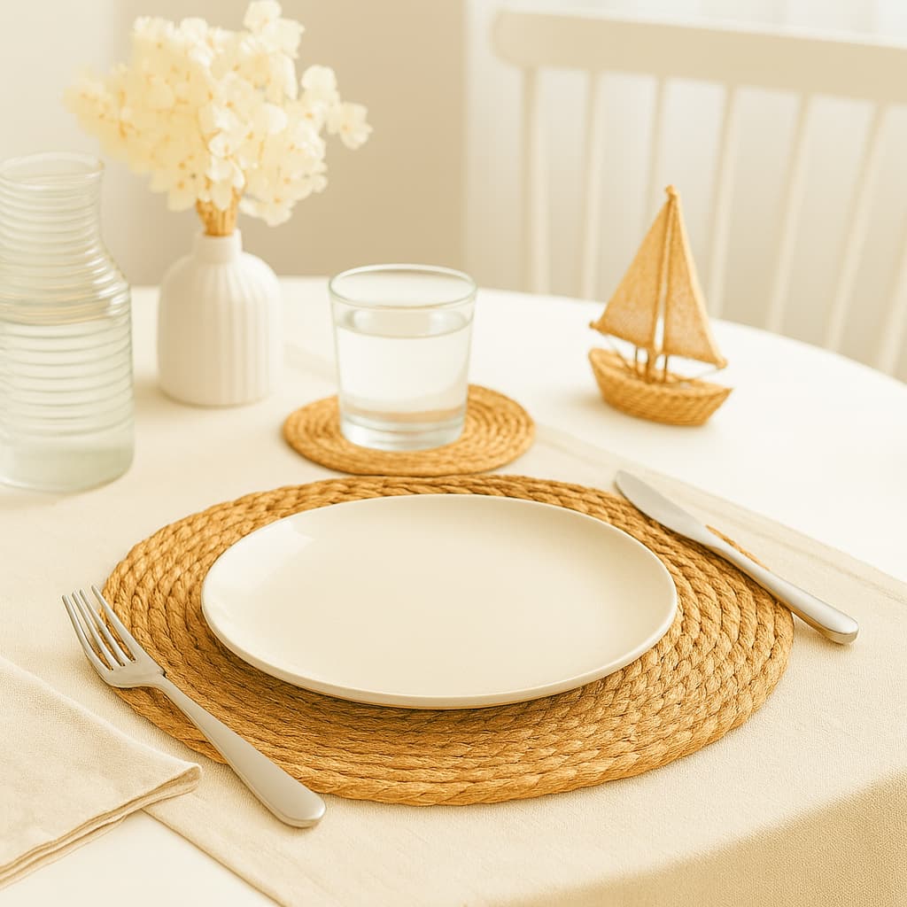 Descanso Mesa Fibra Natural Rústico Redondo 38cm Centro Mesa Enfeite Artesanal Mesa Posta Decoração