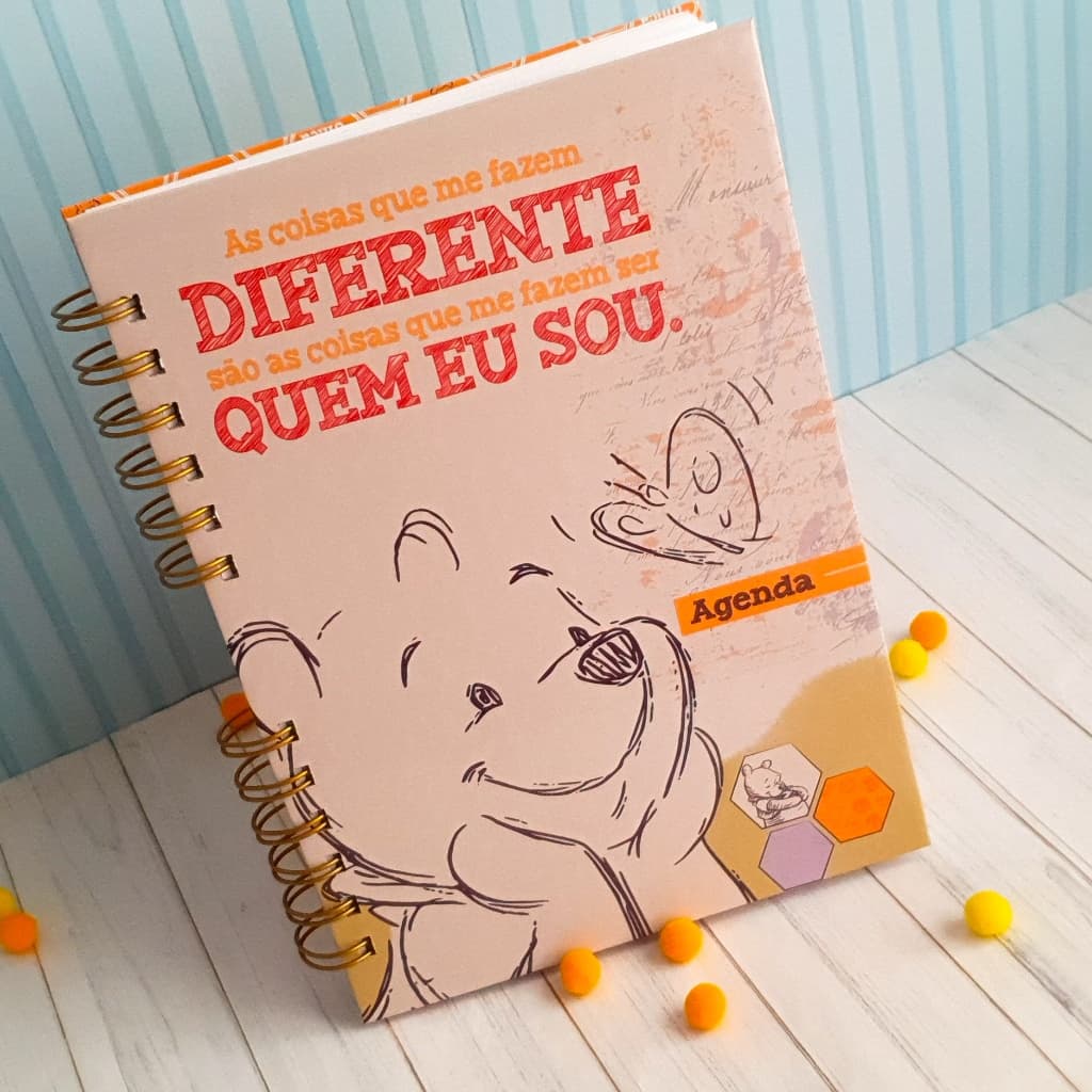 Agenda Permanente A5 Pooh | Planner Permanente Capa Dura | Agenda Fofa para Organização Diária