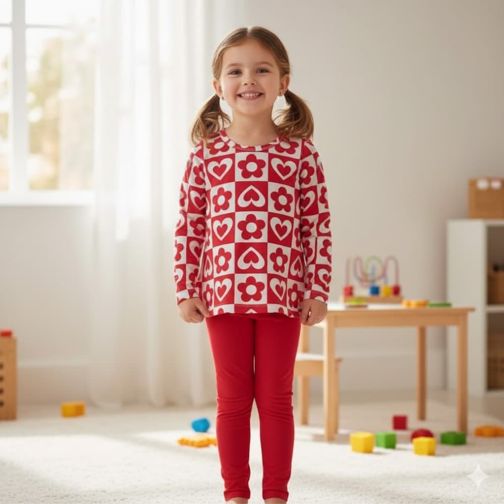 Conjunto Infantil Menina Blusa Em M/Malha Legging Em Cotton