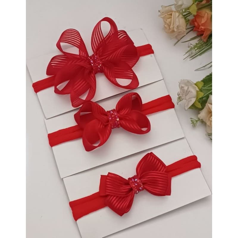 laço vermelho de organza luxo na faixinha de bebê natal coleção festas