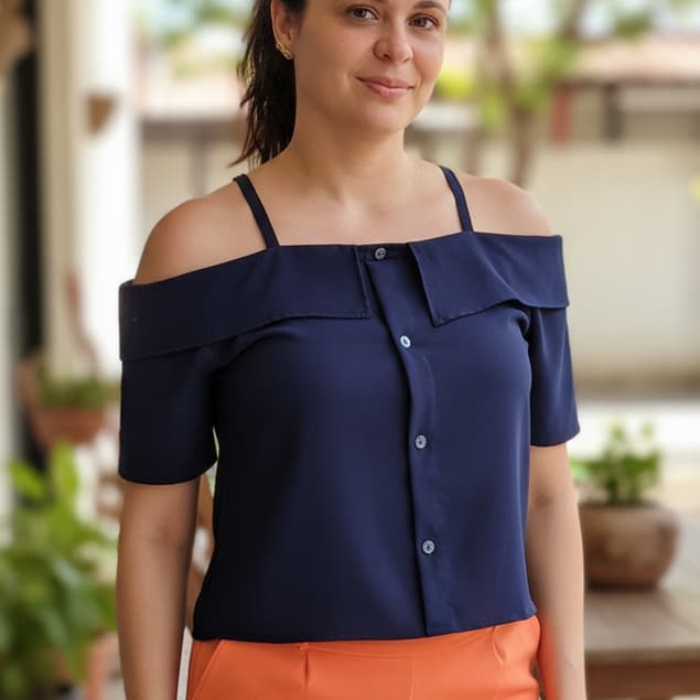 Blusa Feminina Ciganinha Ombro A Ombro Alça Com Manga