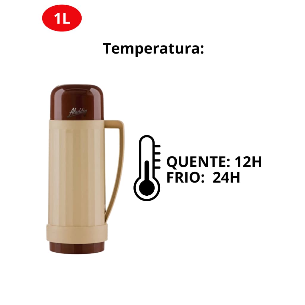 Garrafa Térmica 1 Litro Café Frio Quente Aladdin Continental Rosca Envio Sortido Conserva Chá Roça