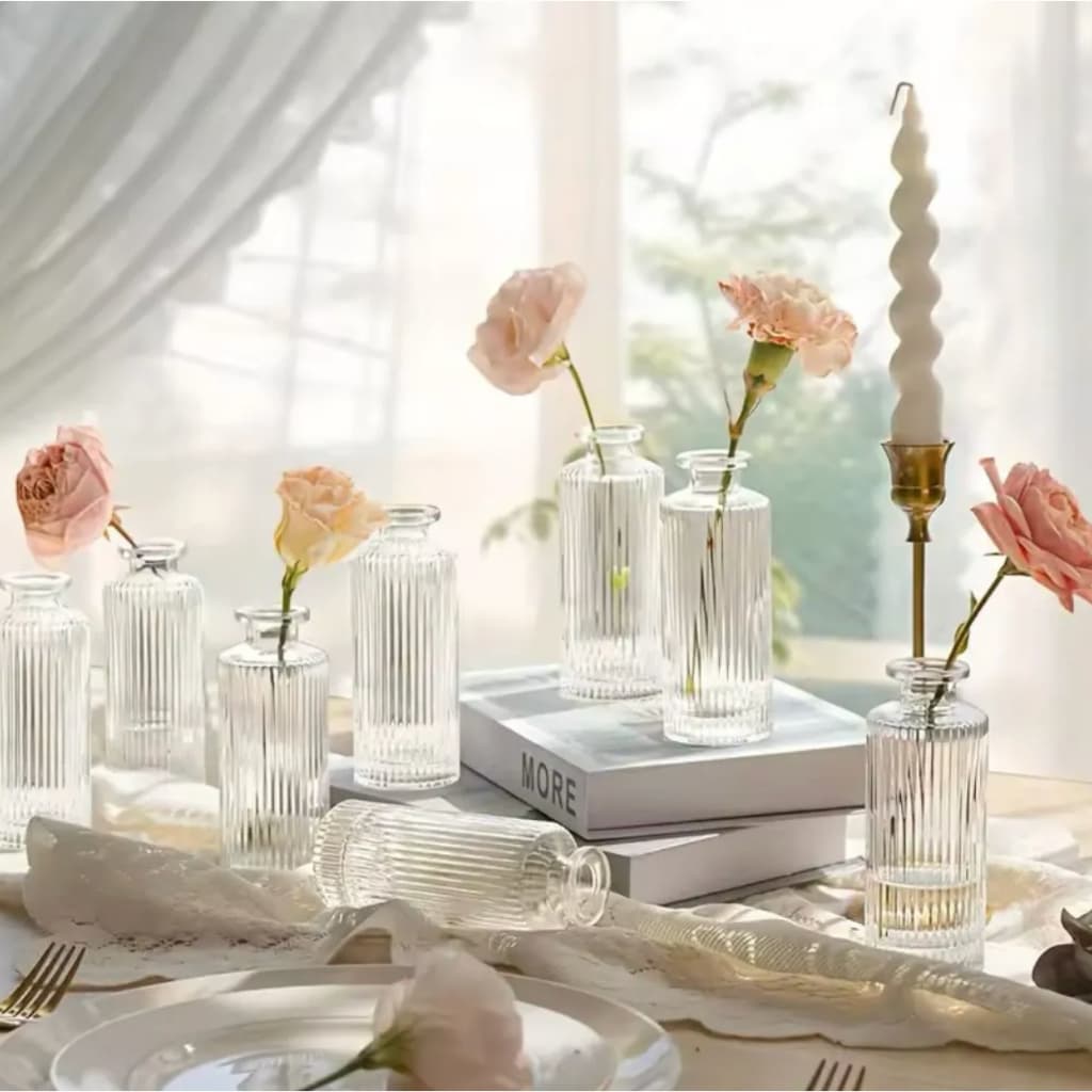 Kit 10 Vasos Decorativo em Vidro Jarrinho Flores Solitário Difusor
