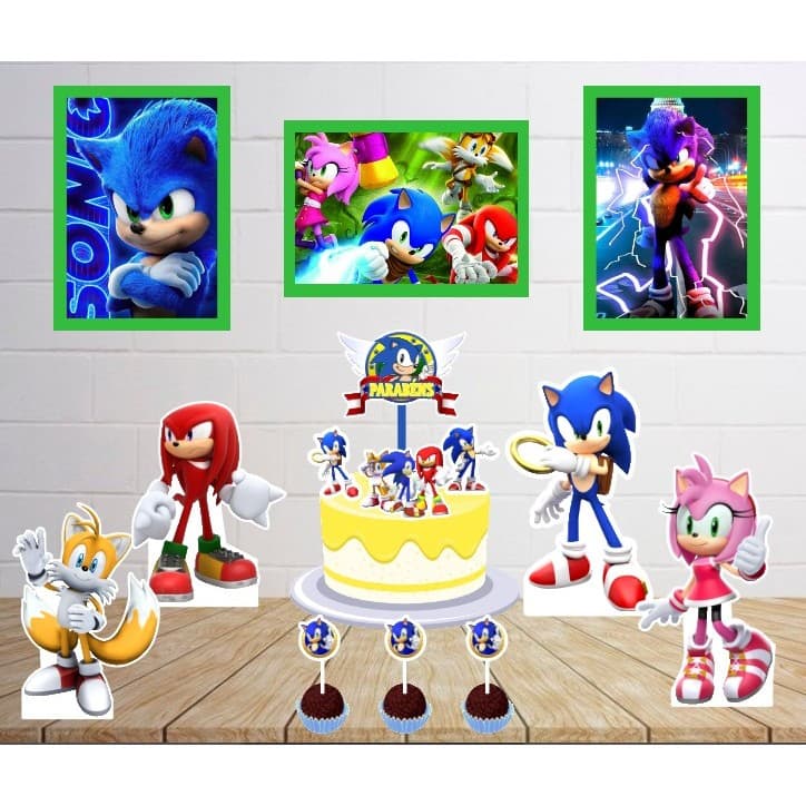 Kit Só um Bolinho - SONIC -  Kit Festa em casa  - Aniversário, Mêsversário