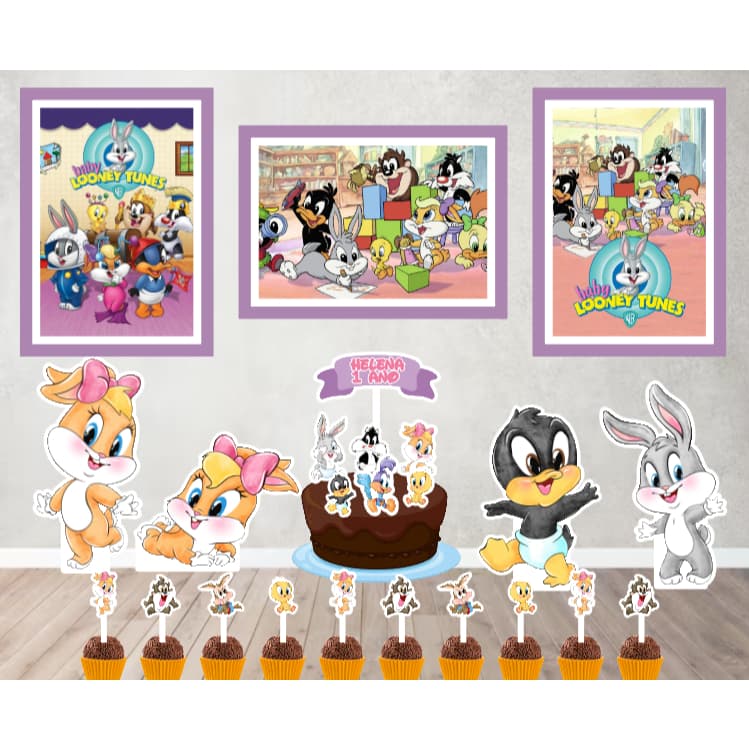 Kit Só um Bolinho - BABY LOONEY TONES -  Kit Festa em casa  - Aniversário, Mêsversário