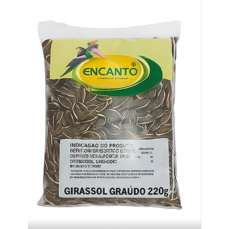 SEMENTE DE GIRASSOL GRAÚDO PARA PÁSSAROS ENCANTO PACOTE 220G