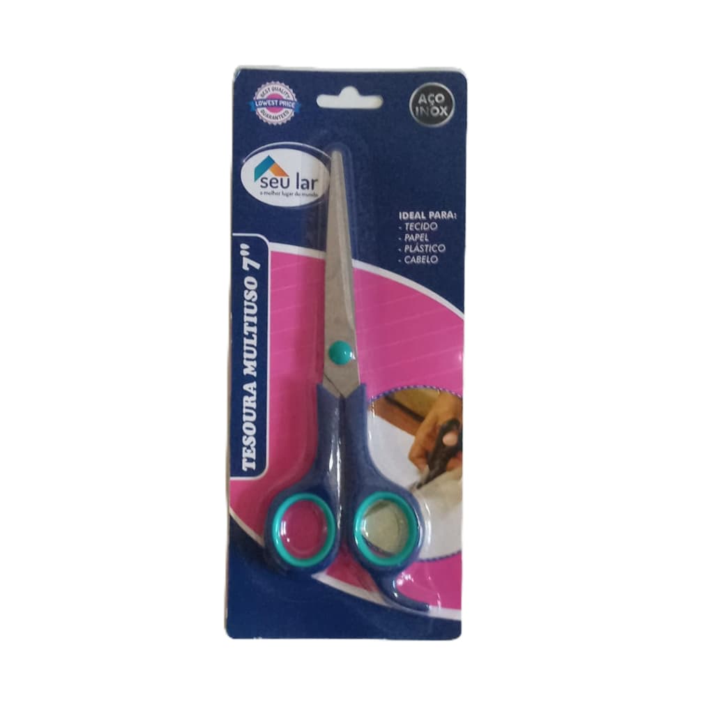 Tesoura Multiuso 7 de Aço inox da Seu Lar- Ideal para cortar Tecidos, Papel, Plástico, Cabelo