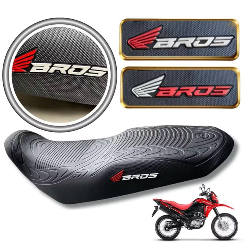 CAPA PARA BANCO DE MOTO anti derrapante BROS 125/150/160 TODOS OS ANOS emborrachada esportiva.