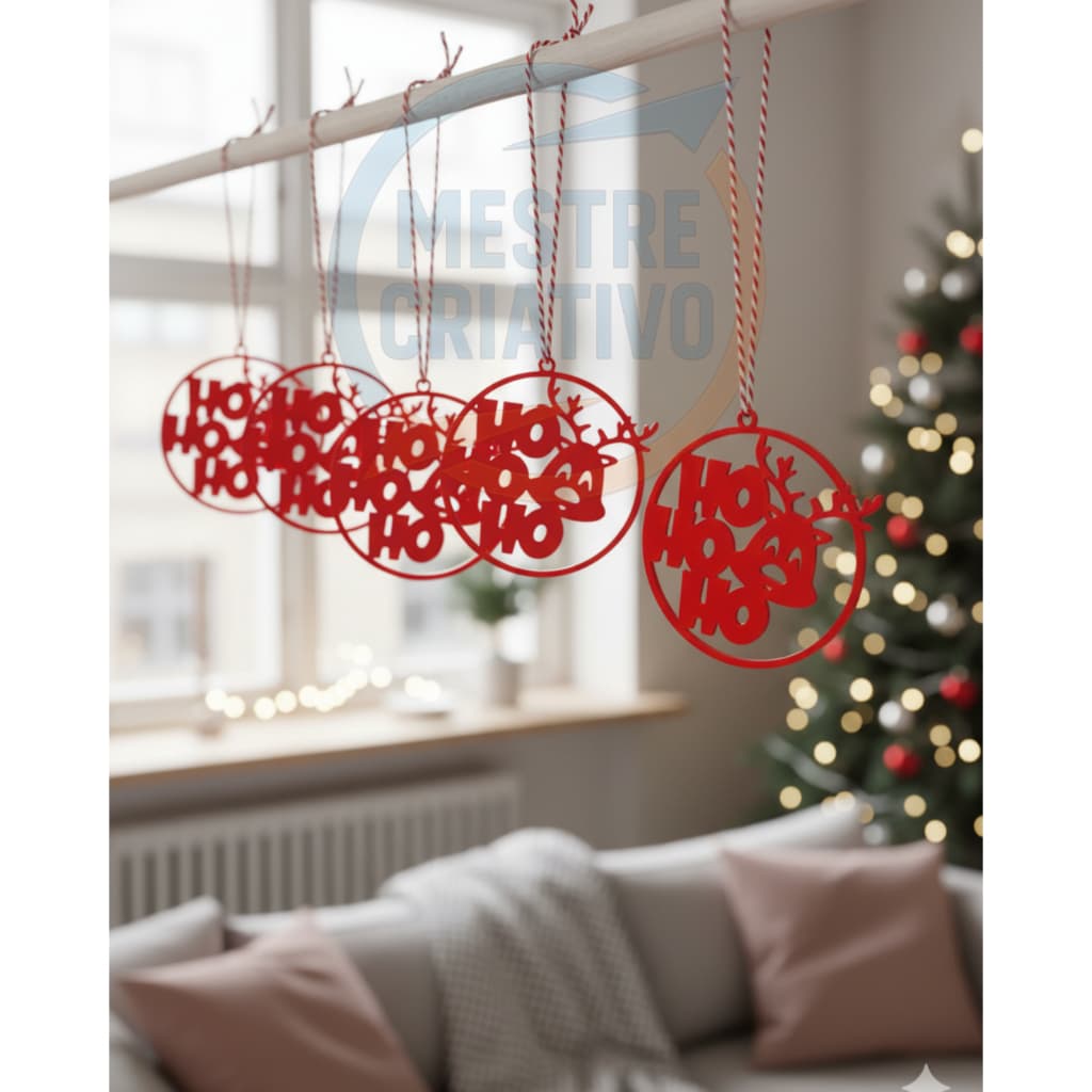 Kit 8 Bolas de Natal 3D “Ho Ho Ho”- decoração de natal - enfeite de natal - arvore de natal - 8cm
