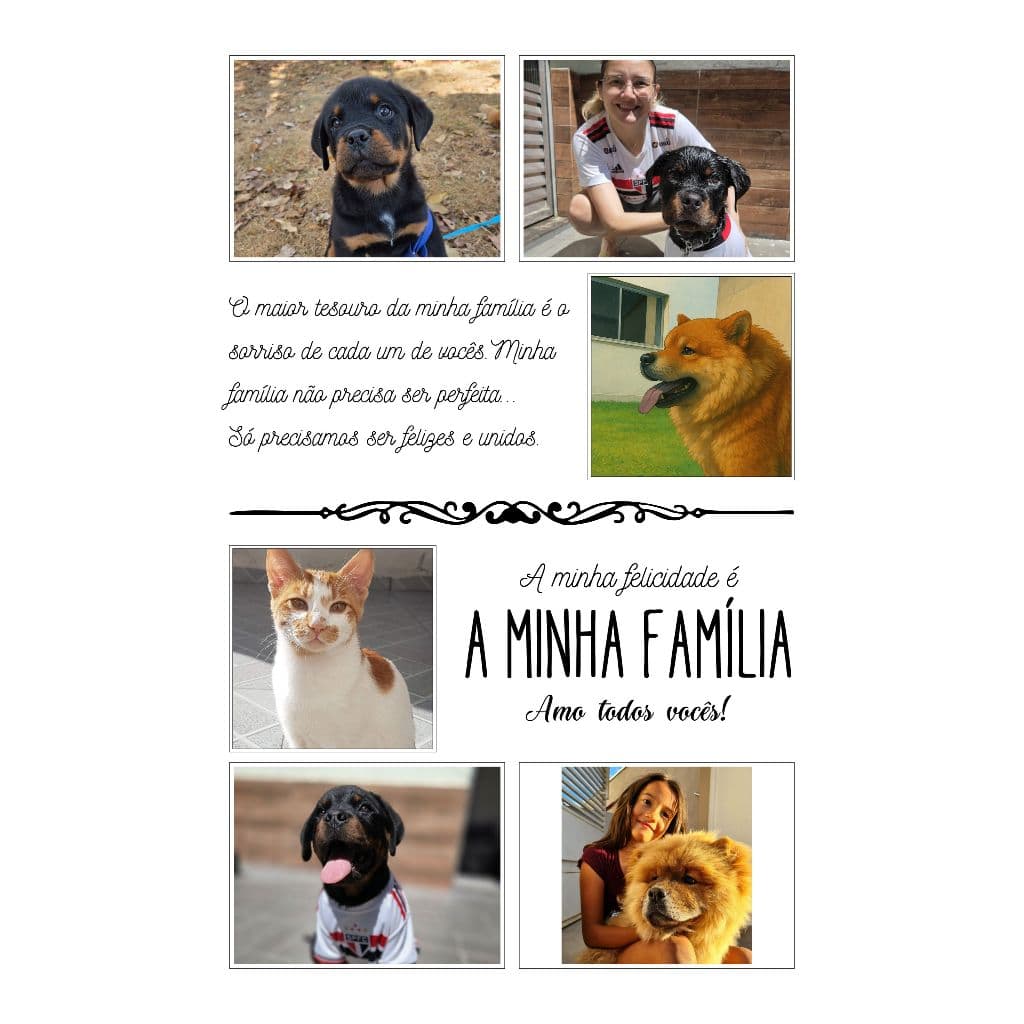 Moldura familia pet - foto da sua família completa