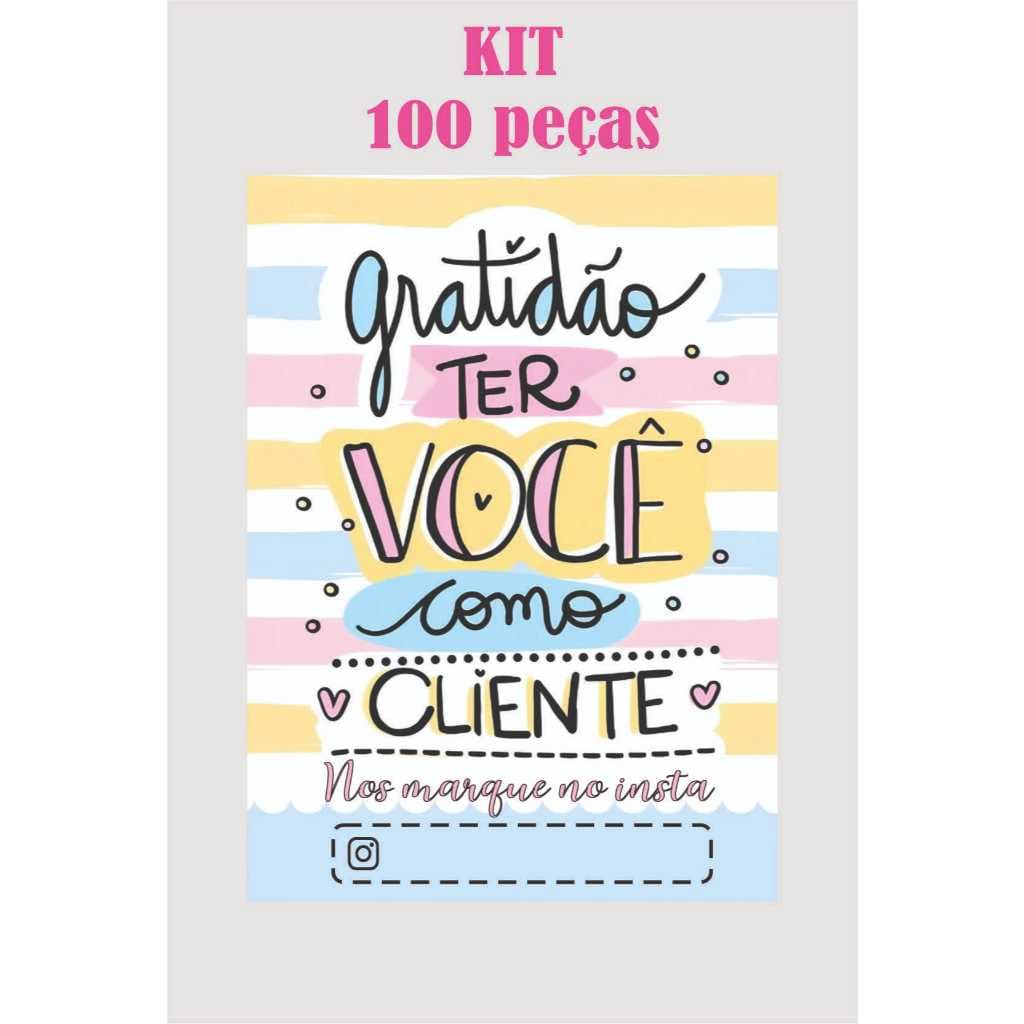 Cartão de Agradecimento Gratidão ter você como cliente 10x7Cm