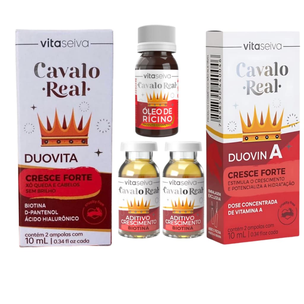 Kit Vitaminas Cresce  Forte Oleo Ricino Duovin A Biotina Aditivo Duovita